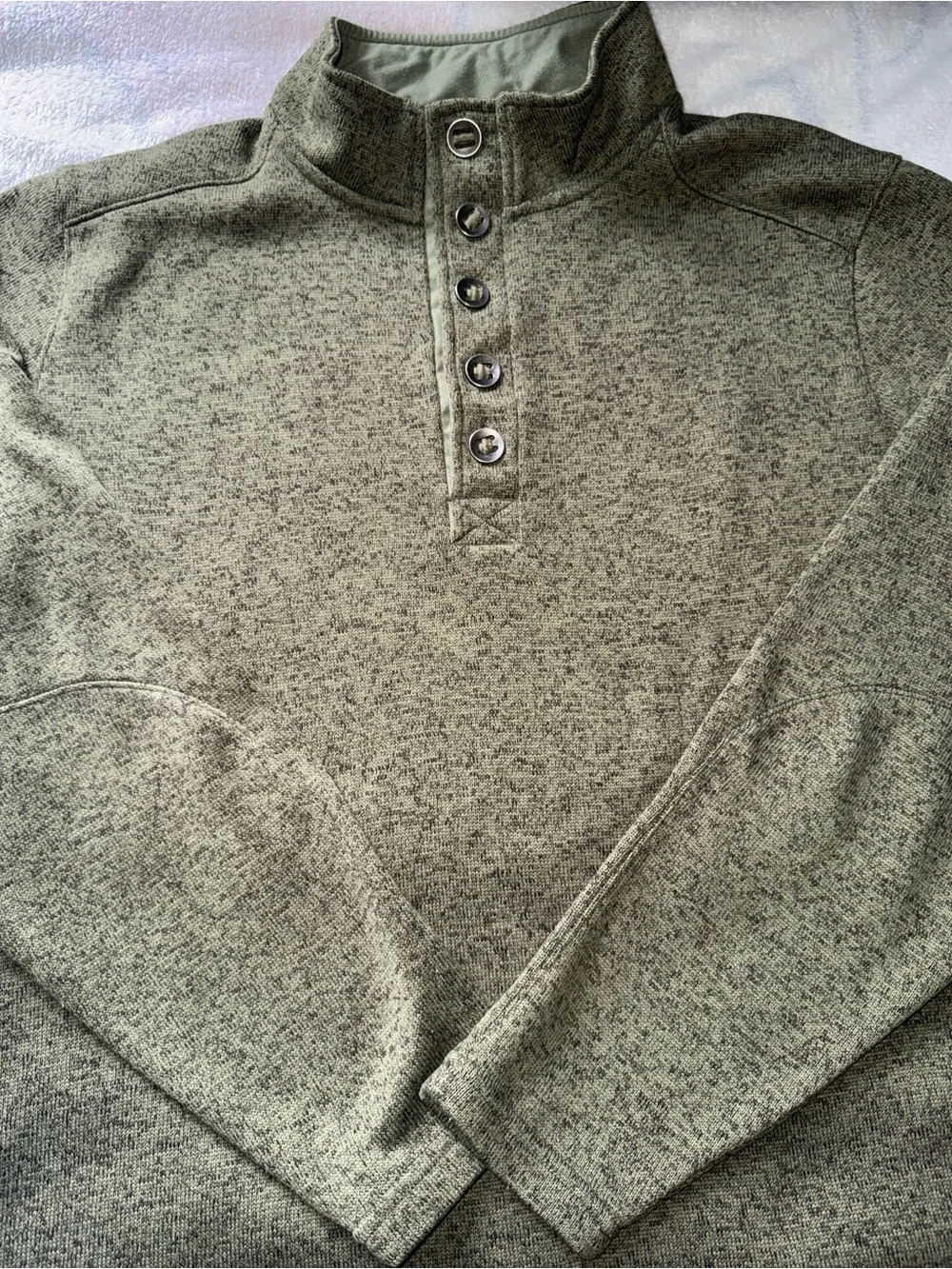 RedHead Olive Green Button-Quarter Crewneck Sweater